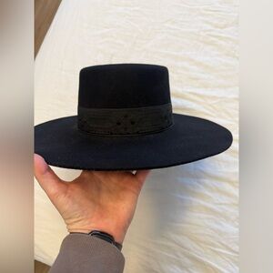 Lack of color western hat EUC black size large 100% wool